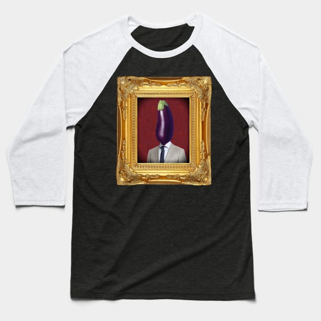 Aubergine Man in Vintage Frame Baseball T-Shirt by FaceTheStrange